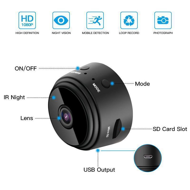 MiniVision | 1080p Magnetic WiFi Mini Camera - Telecamera di sicurezza HD portatile con visione notturna