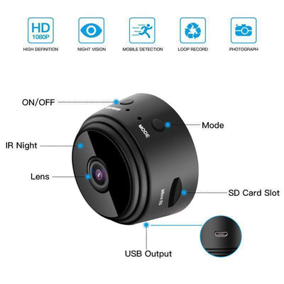 MiniVision | 1080p Magnetic WiFi Mini Camera - Telecamera di sicurezza HD portatile con visione notturna
