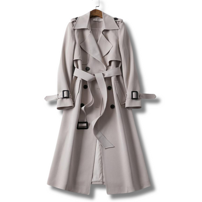 Elegant Long Trench avec ceinture - incontournable pour l'automne et le printemps