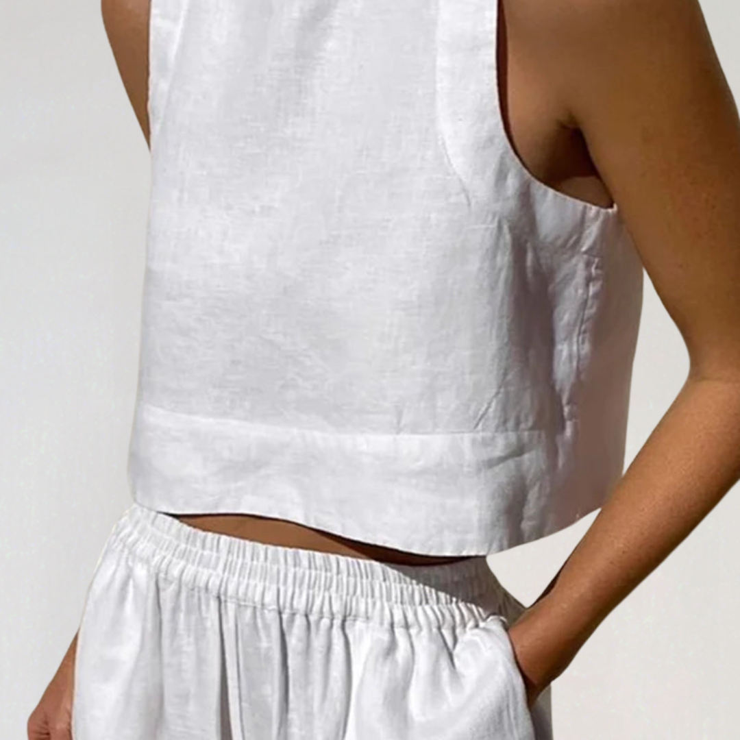 Ensemble de vêtements d'intérieur en lin pour femme pour l'été