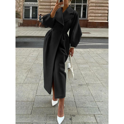 Elegante gabardina larga de mujer en color liso | Ideal para primavera y otoño
