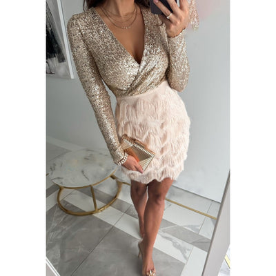 Vestido Elia con patchwork y flecos 