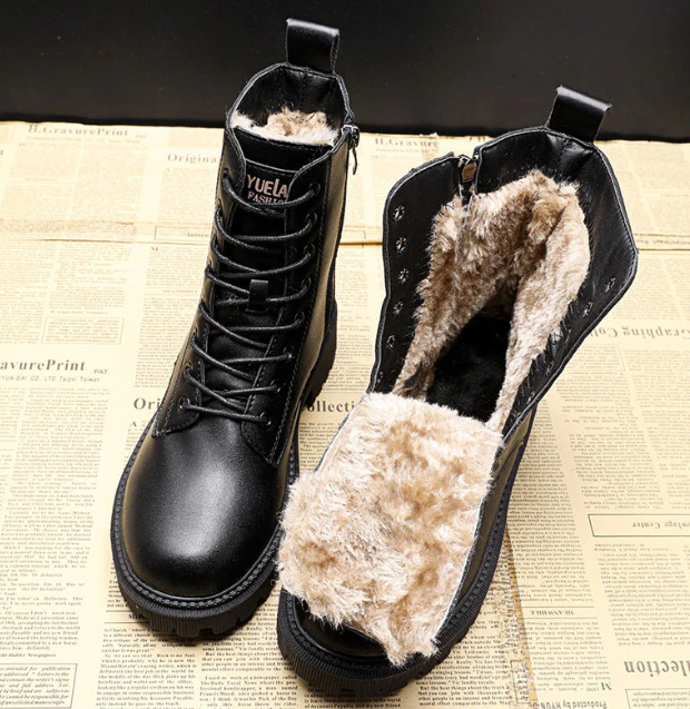 Delphine - Botas de invierno de cuero negro