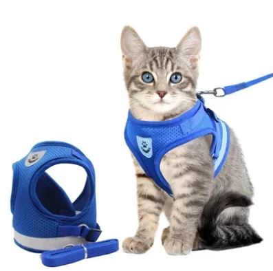 Pettorina per gatti regolabile, traspirante e luminosa