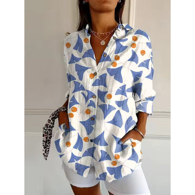 Blusa floral con botones para mujeres