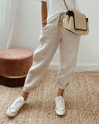 Pantalon décontracté en lin anti-transpirant
