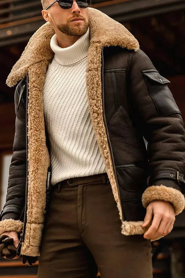 Chaqueta de piel de camello para hombre 