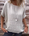 Glori - Chemise décontractée unie en coton et lin pour femme