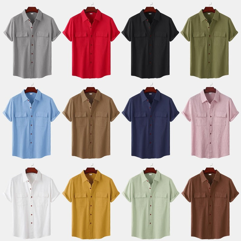 Chemises en lin à manches courtes Chemises pour hommes