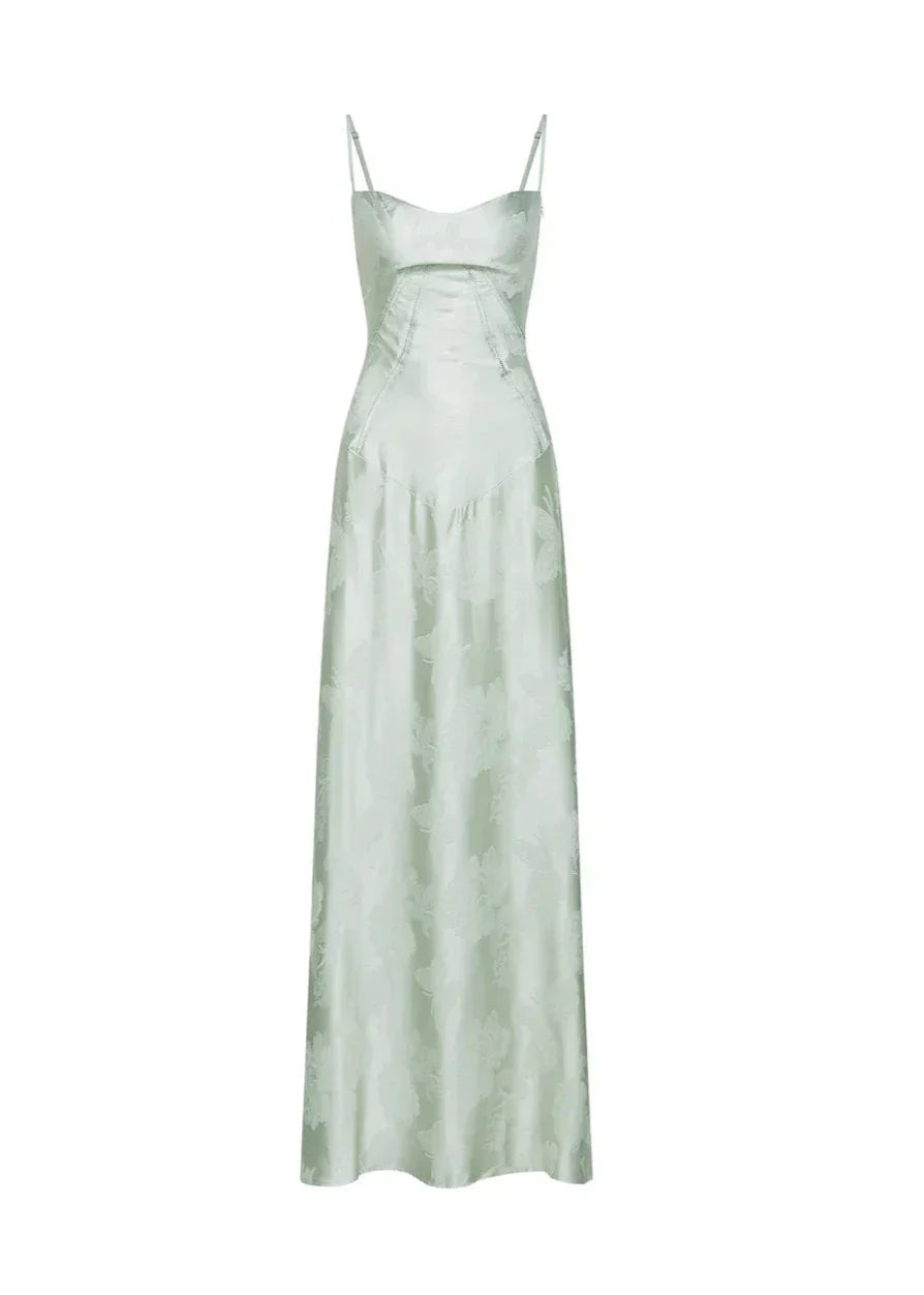 Maxi-abito in raso | Spalline e design curvo | Glamour elegante