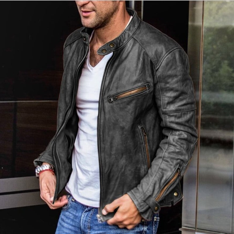 Giacca in pelle da uomo versatile e resistente alle intemperie