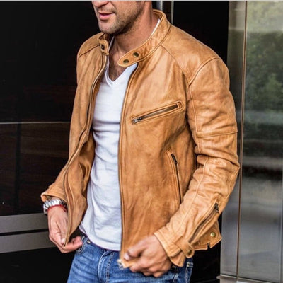 Giacca in pelle da uomo versatile e resistente alle intemperie