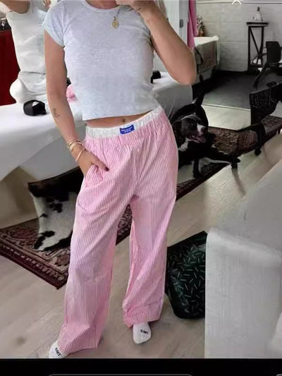 Gabrielle - Pantalon large à rayures verticales