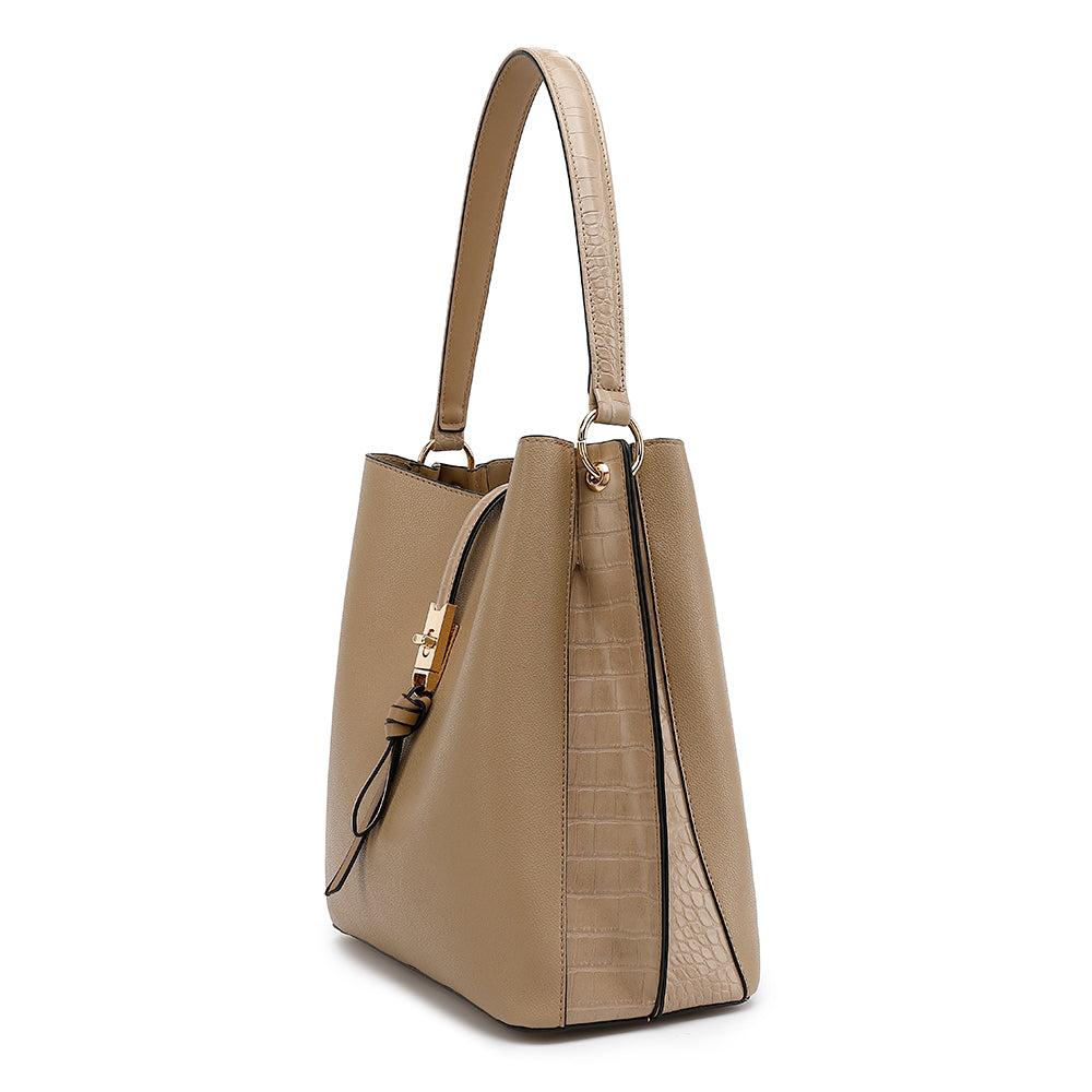 Donna - Borsa hobo - Inserti in coccodrillo - Stile chic