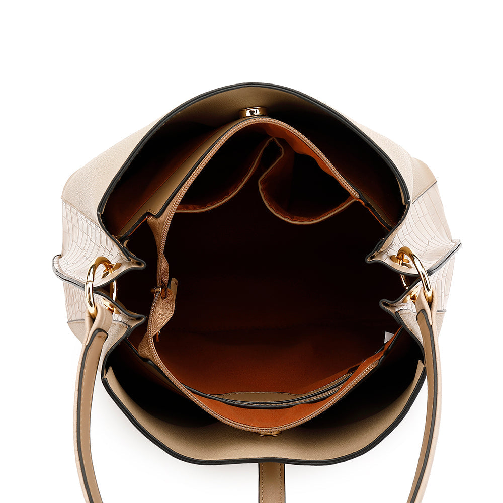 Donna - Borsa hobo - Inserti in coccodrillo - Stile chic