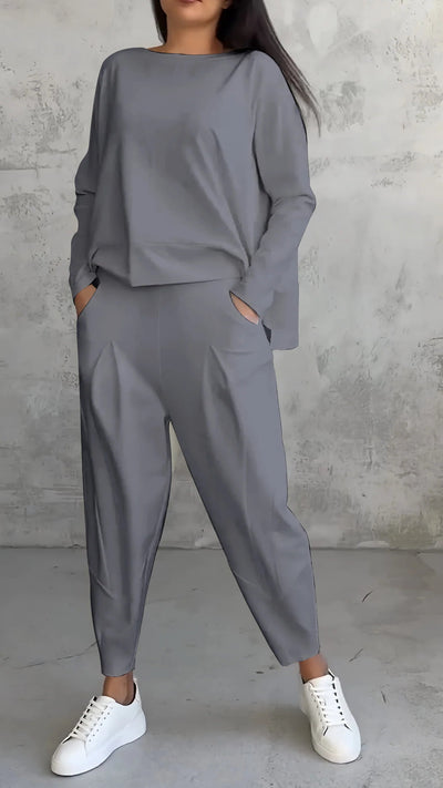 Ensemble d'été décontracté pour femme avec pull et pantalon fuselé
