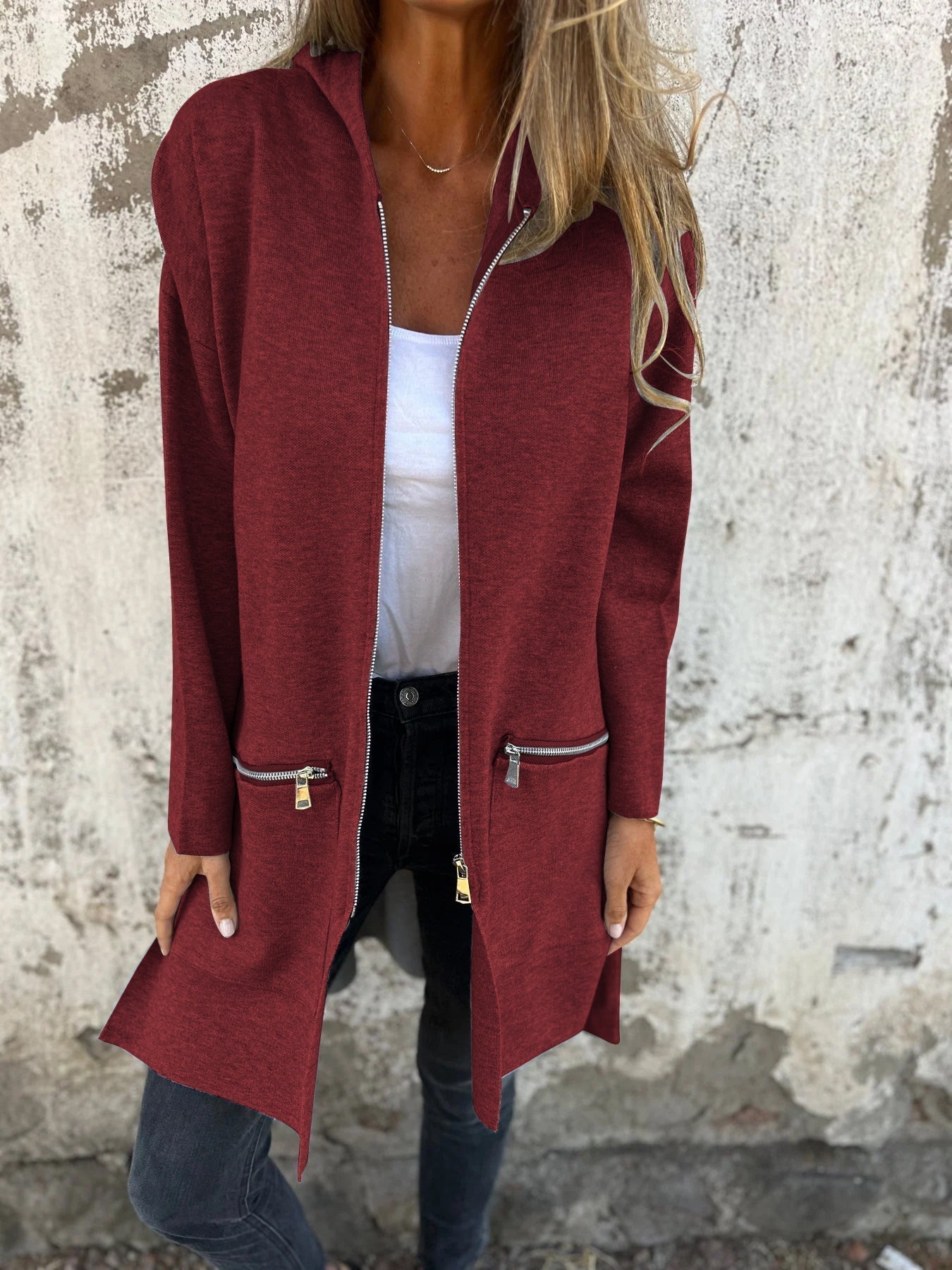 Gilet lungo da donna, tinta unita - Angelique
