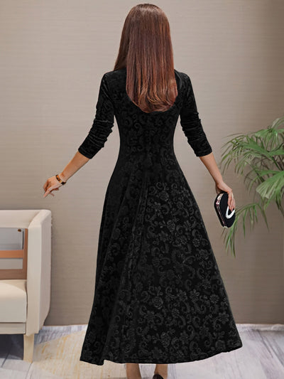Vestido de terciopelo con escote en V para mujer: ideal para primavera/verano