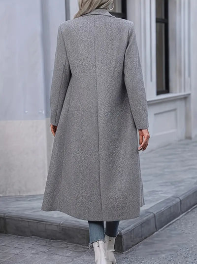 Manteau élégant en tricot croisé pour femme - couleur unie