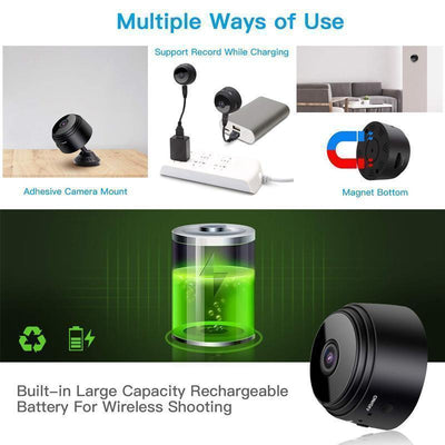 MiniVision | 1080p Magnetic WiFi Mini Camera - Telecamera di sicurezza HD portatile con visione notturna