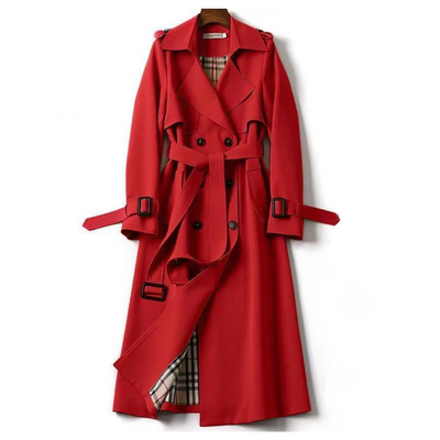 Elegant Long Trench avec ceinture - incontournable pour l'automne et le printemps