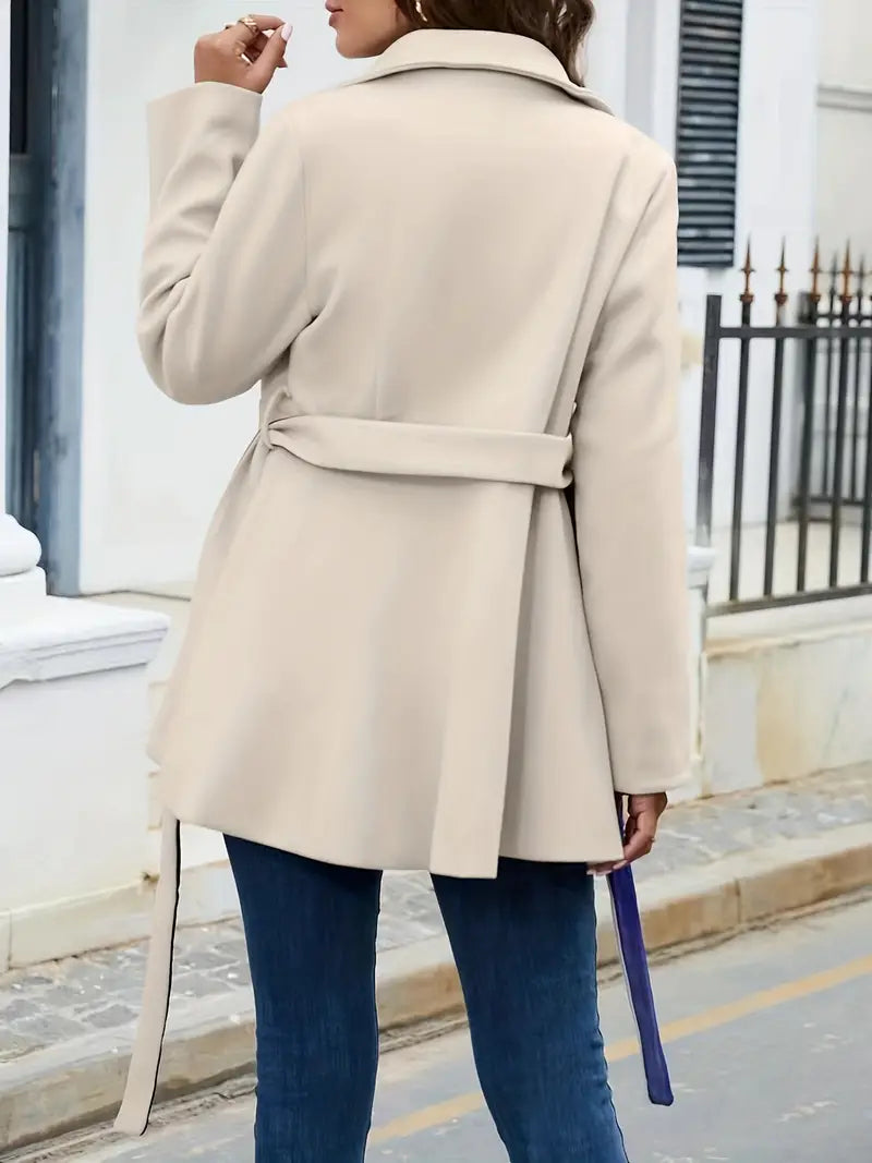 Manteau croisé pour femme noble avec ceinture 