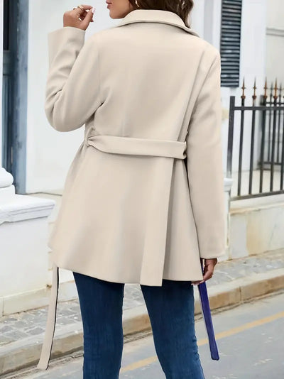 Manteau croisé pour femme noble avec ceinture 