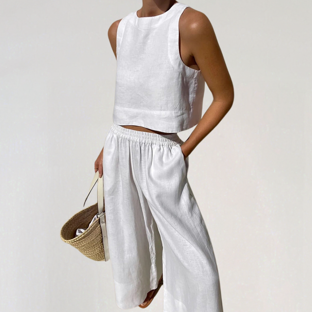 Ensemble de vêtements d'intérieur en lin pour femme pour l'été
