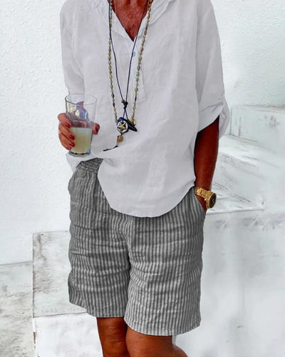 Pantalones cortos de verano a rayas para mujer - Léonie