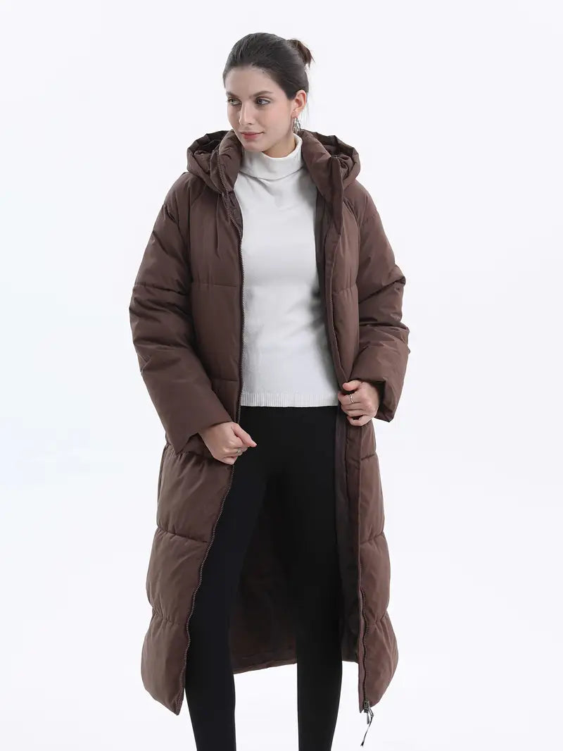 Giacca in pile premium extra-lunga e idrorepellente con cappuccio