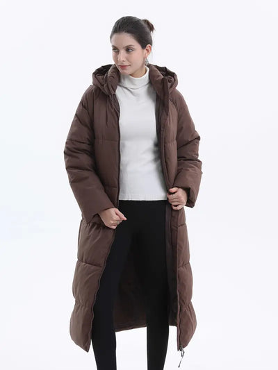 Giacca in pile premium extra-lunga e idrorepellente con cappuccio