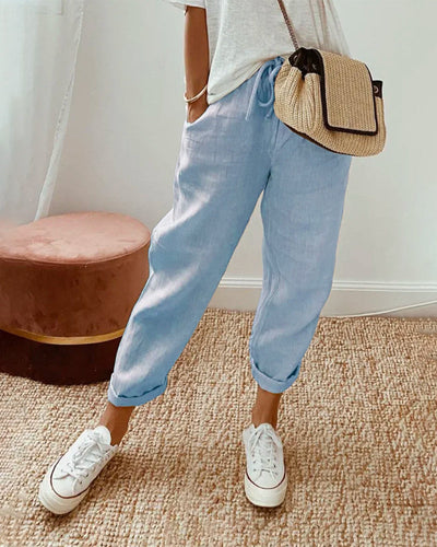 Pantalon décontracté en lin anti-transpirant