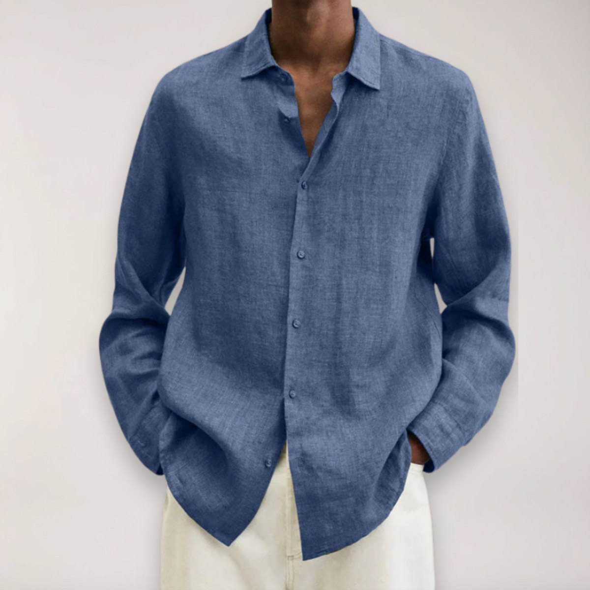 Chemise en lin à manches longues pour homme – Chemise d'été respirante en plusieurs couleurs
