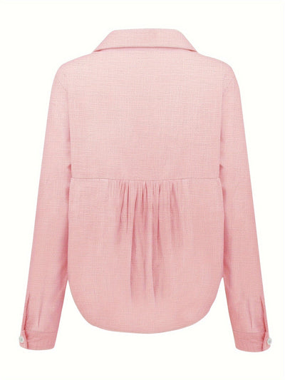 Chemise décontractée en lin à manches longues pour femme pour le printemps et l'automne