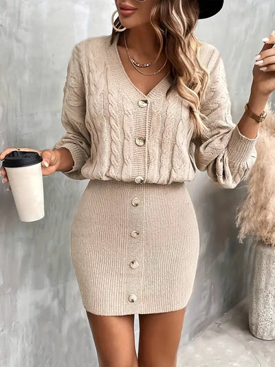 Vestido ajustado con cuello en V atemporal 