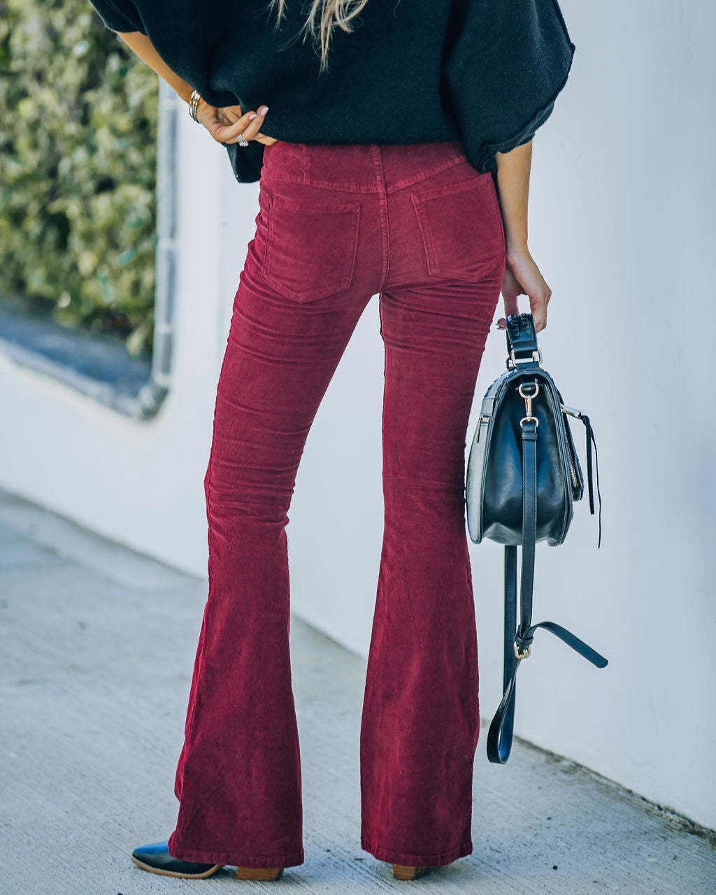 Harriet - Pantaloni donna monocolore slim fit micro svasati a vita alta