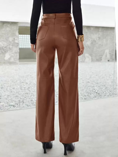 Pantalon en cuir à la mode avec un ajustement confortable pour le printemps - femme