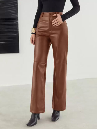 Pantalon en cuir à la mode avec un ajustement confortable pour le printemps - femme