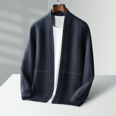 Cárdigan de invierno cálido para hombre con mangas largas y botones.