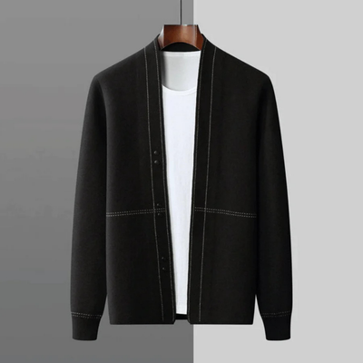 Cárdigan de invierno cálido para hombre con mangas largas y botones.