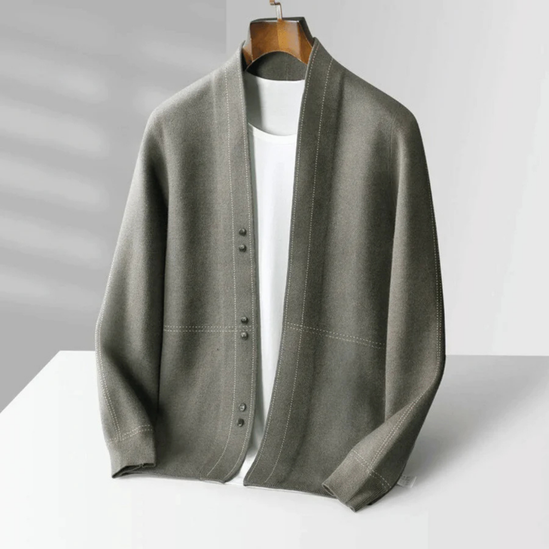 Cárdigan de invierno cálido para hombre con mangas largas y botones.