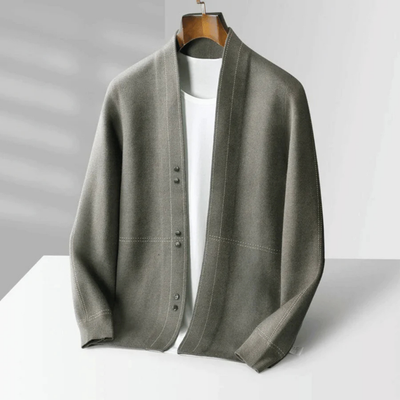 Cárdigan de invierno cálido para hombre con mangas largas y botones.