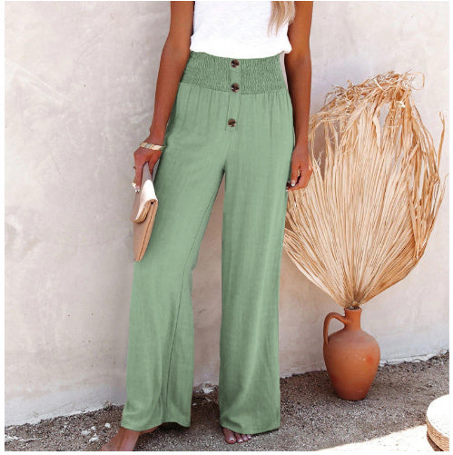 Carly - Pantalon taille haute, jambes larges et manches longues