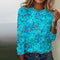 Casual T -Shirt en algodón mixta hojas de hojas - Mujer