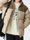 Chaqueta acolchada con bloques de color de moda para hombre: abrigo de invierno grueso y cálido 