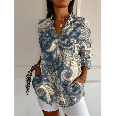 Blusa floral con botones para mujeres