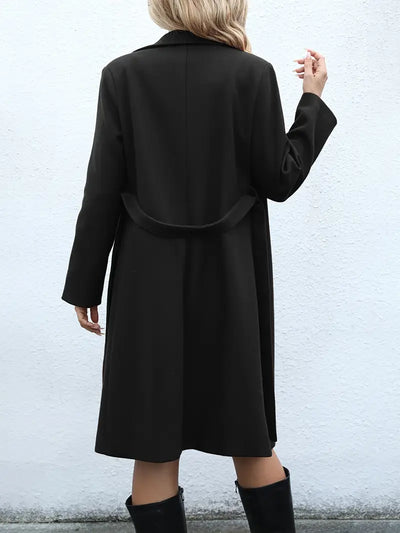 Elegante trench lungo da donna in poliestere con collo alto