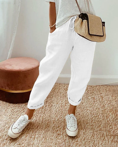 Pantalon décontracté en lin anti-transpirant