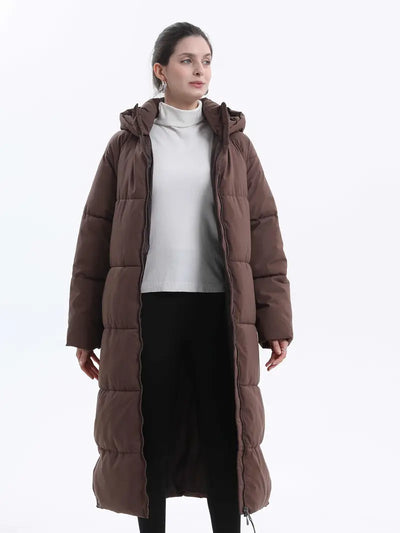 Giacca in pile premium extra-lunga e idrorepellente con cappuccio