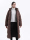 Giacca in pile premium extra-lunga e idrorepellente con cappuccio
